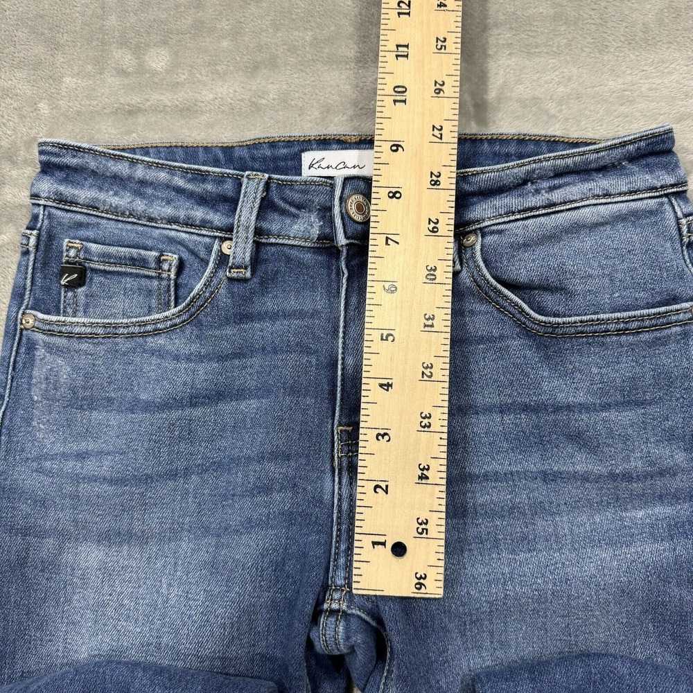 KanCan Jeans Womens 27 Blue Ankle Stretch Medium Wash‎ Denim Frayed Logo Pockets - Picture 4 of 7